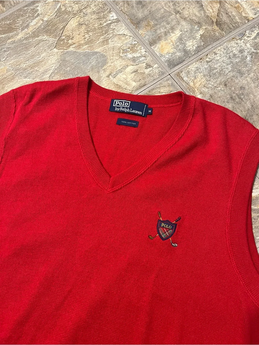 Polo Ralph Lauren Mens Red Sweater Vest Golf Sleeveless Size Medium